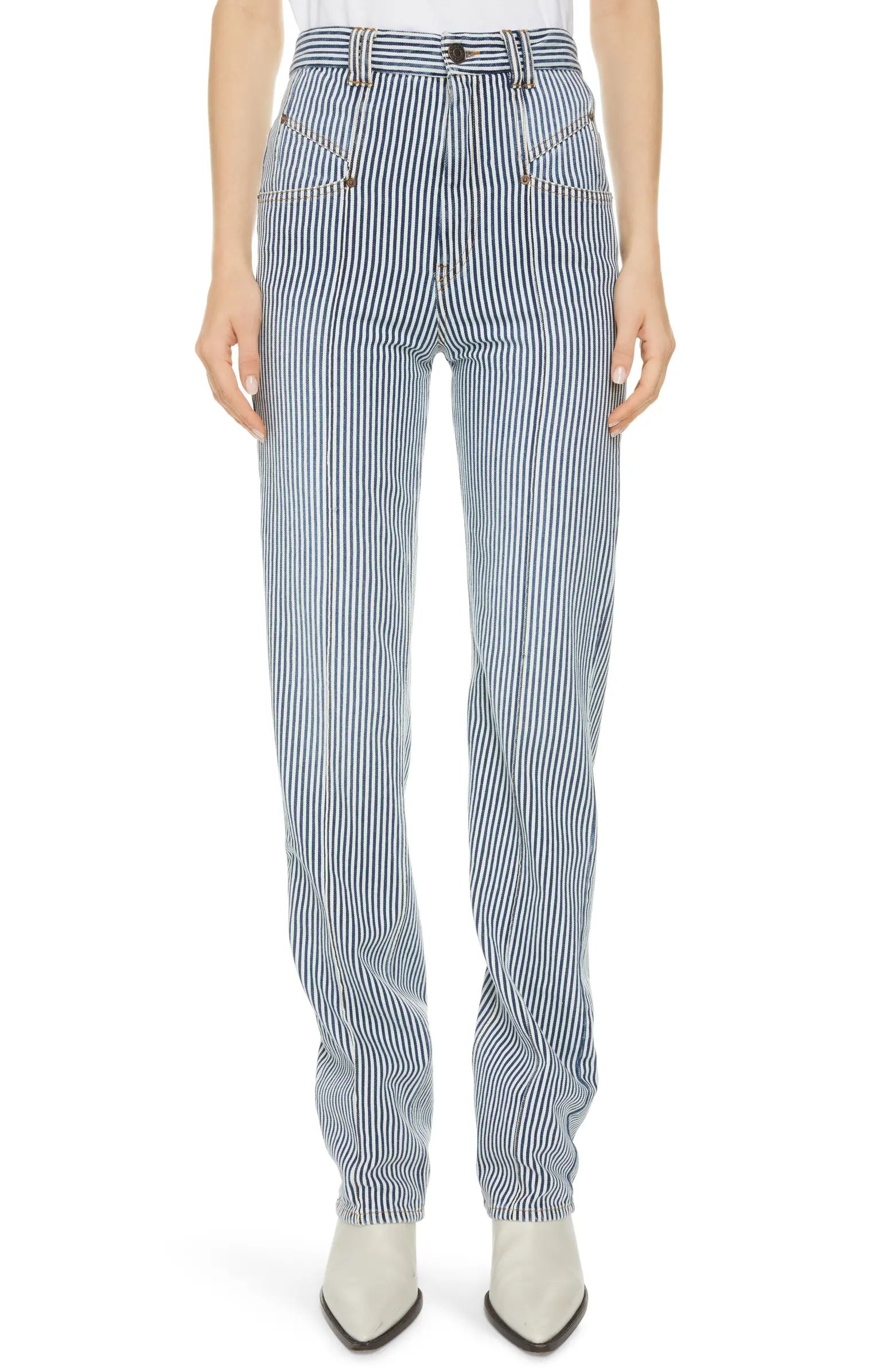 Lirokae Stripe High Waist Straight Leg Jeans | Nordstrom