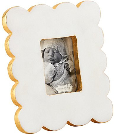Mud Pie Everyday Entertaining Rectangle Scalloped Marble Picture Frame - All | Dillard's