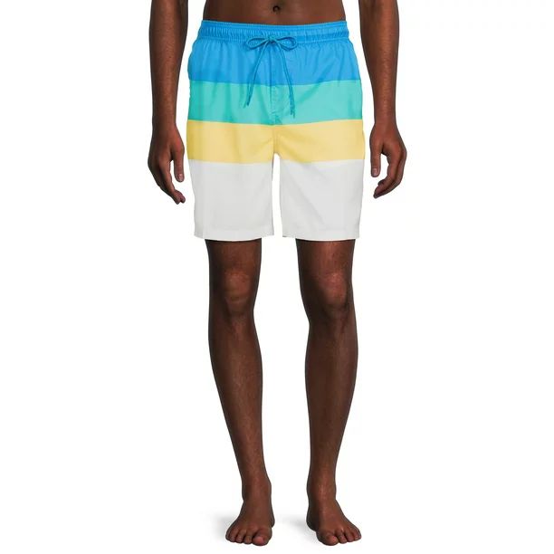 No Boundaries Men's and Big Men's 7" 4 Color Block Swim Trunks, up to Size 5XL | Walmart (US)