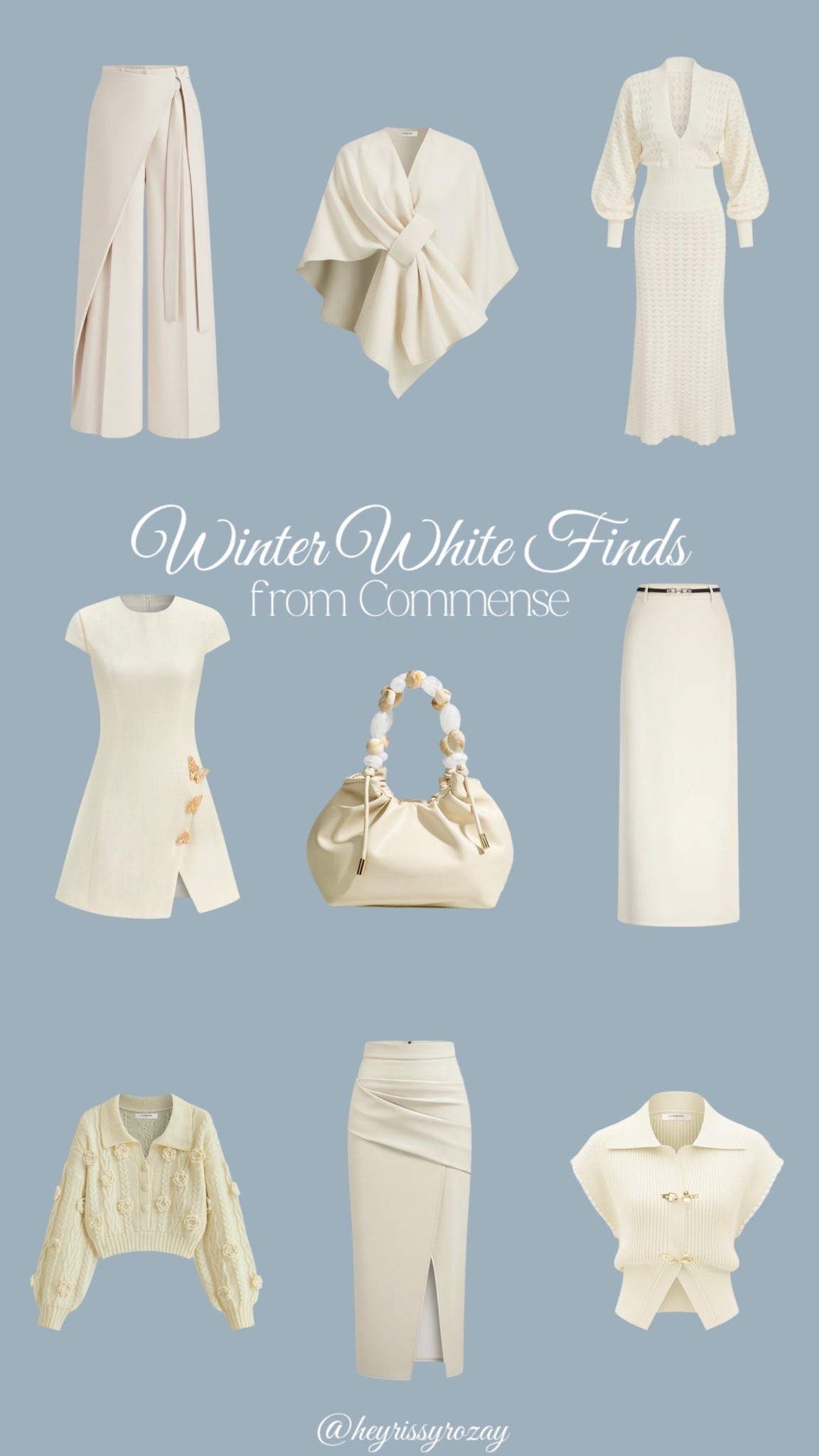 Winter White finds from Commense ❄️ Use heyrissyrozay_12 to save 🤍

shawl wrap, sweater, faux leather midi skirt, wide leg pants

@Commense  

#LTKOver40 #LTKWorkwear #LTKootd