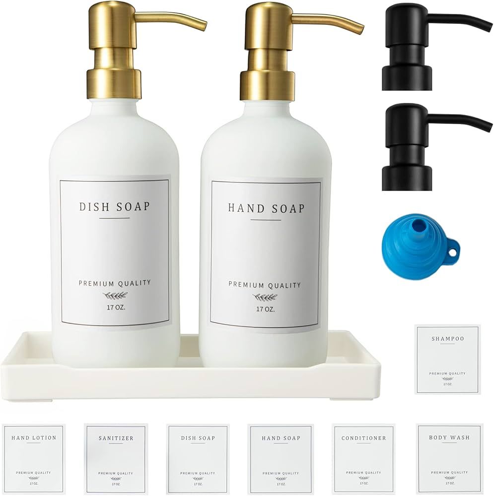 Glass Soap Dispenser for Kitchen Sink,Farmhouse Kitchen Dish Soap Dispenser&Hand Soap Dispenser S... | Amazon (US)