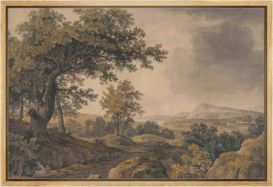 MUDECOR Framed Canvas Print Wall Art Antique Landscape Serene Tree and Mountain Scene Illustratio... | Amazon (US)