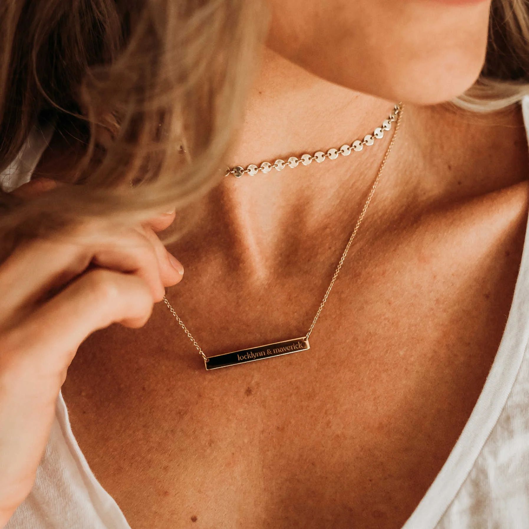 Gold Skinny Bar Necklace | Tiny Tags
