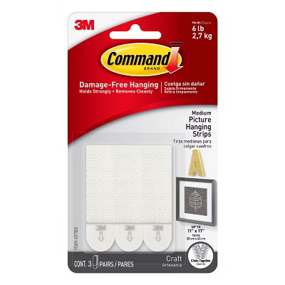 Command Medium Sized Picture Hanging Strips (3 Sets of Strips) - White: Adhesive Strip for Frames... | Target