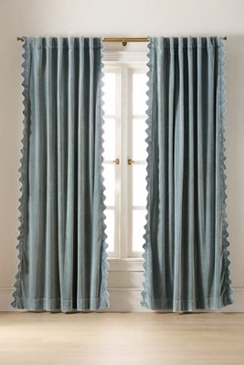 Trova Velvet Scalloped-Edge Curtain | Anthropologie (US)
