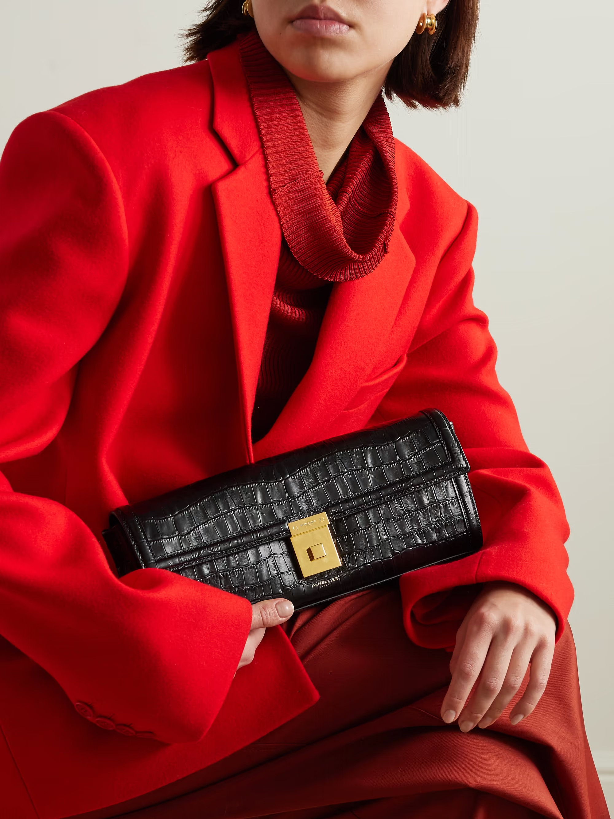 + NET SUSTAIN Paris croc-effect leather clutch | NET-A-PORTER (US)