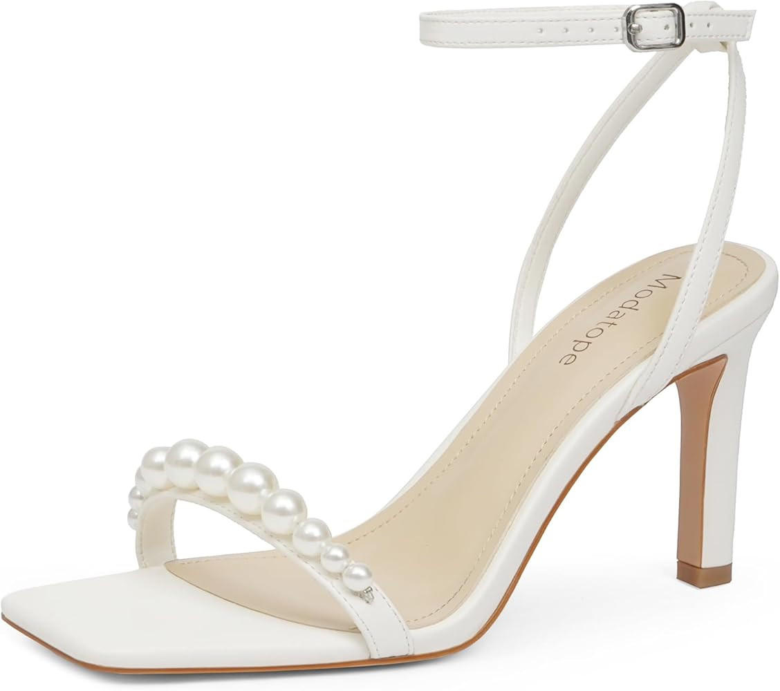 Modatope Womens Heels Square Open Toe Strappy High Heels Ankle Strap Heeled Sandals for Women Par... | Amazon (US)