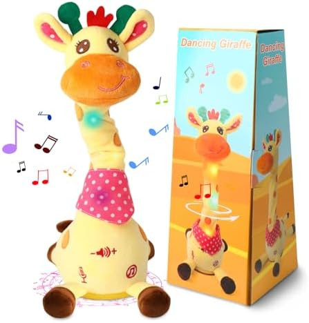 Dancing Talking Giraffe Toy, Stuffed Animal Baby Toy Repeating What You Say, Glowing Musical Elec... | Amazon (US)