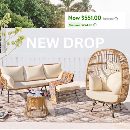 Patio set that includes the viral egg chair… for under $550! Summer patio furniture with boho look and feel! 

#LTKHome #LTKSeasonal #LTKSaleAlert