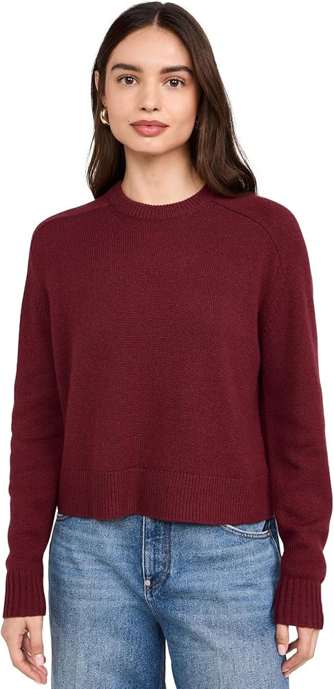 Theory Women's Cropped Cashmere Pullover Sweater, Cordovan, Red, L at Amazon Women’s Clothing s... | Amazon (US)