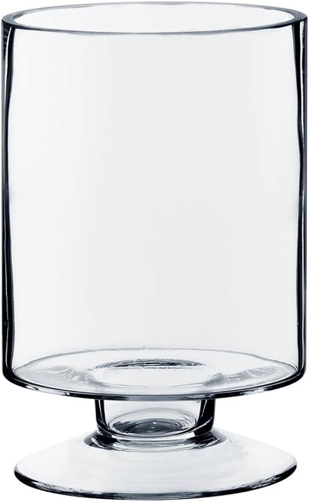 WGVI Clear Glass Pedestal Hurricane Candle Holder, 4.4" W, 5.9" H, Decorative Vase for Pillar Can... | Amazon (US)