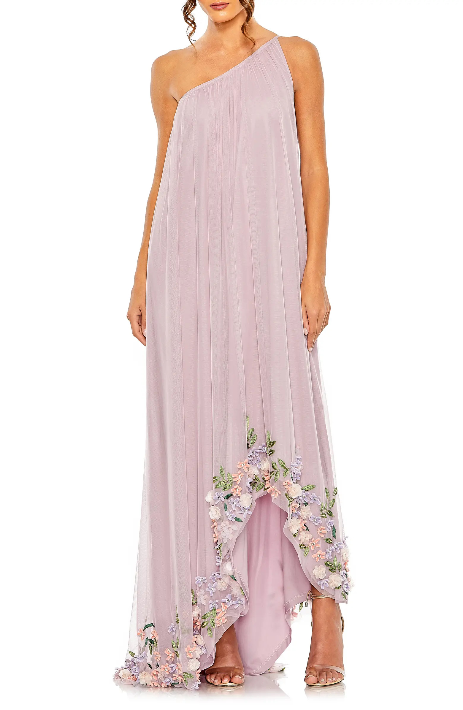 Embellished One Shoulder Trapeze Gown | Nordstrom