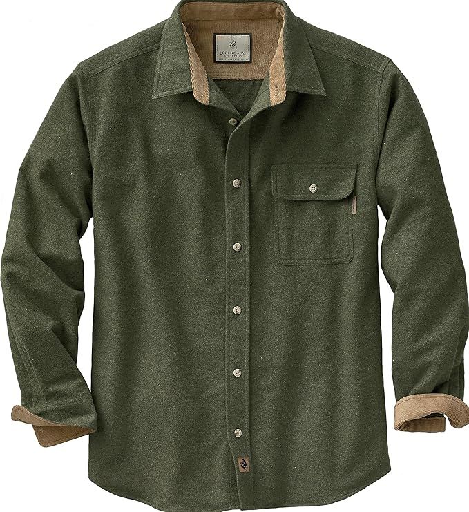 Legendary Whitetails Men's Buck Camp Flannel, Long Sleeve Heather Button Casual Shirt with Cordur... | Amazon (US)