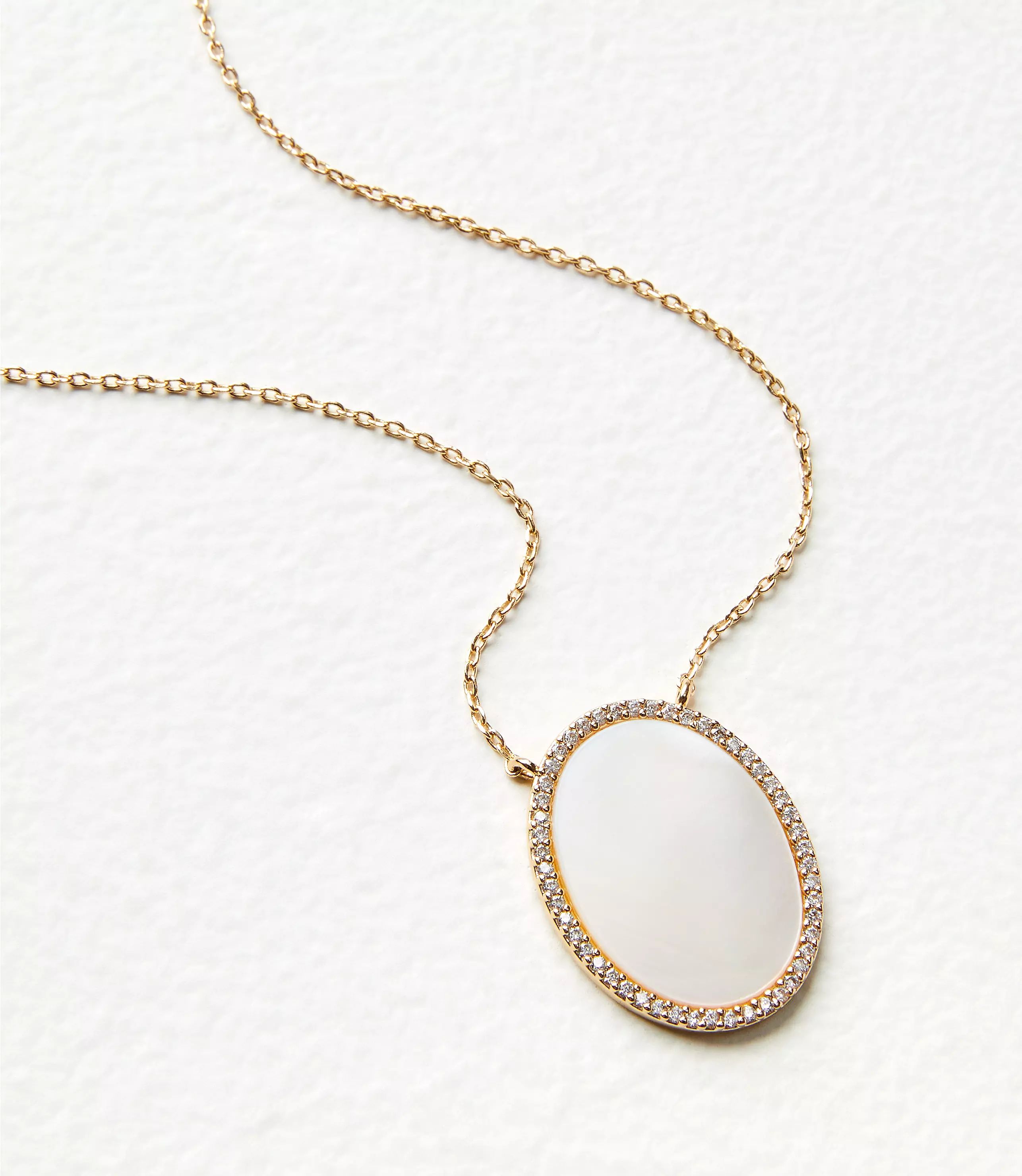 Mother Of Pearl Crystal Pendant Necklace | LOFT