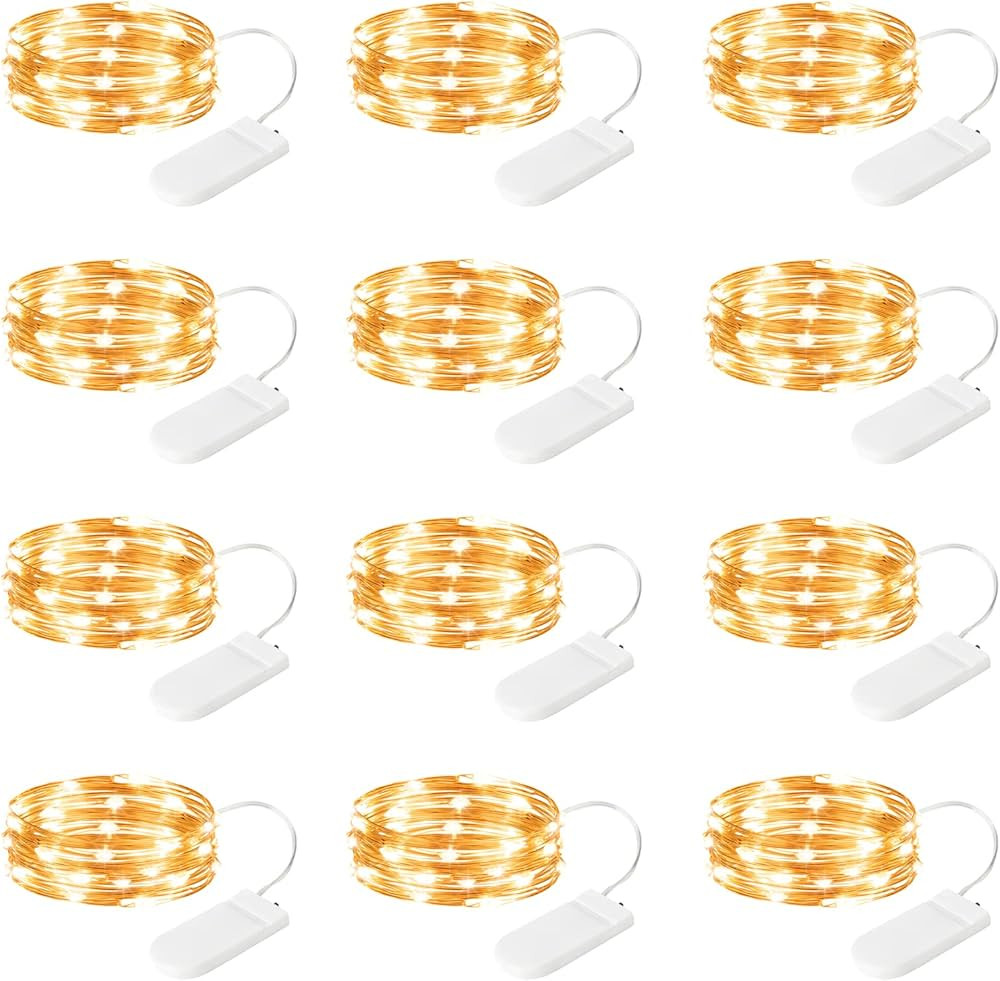 12 Pack Fairy Lights Battery Operated String Lights, 7ft 20 Led Waterproof Copper Wire Firefly St... | Amazon (US)