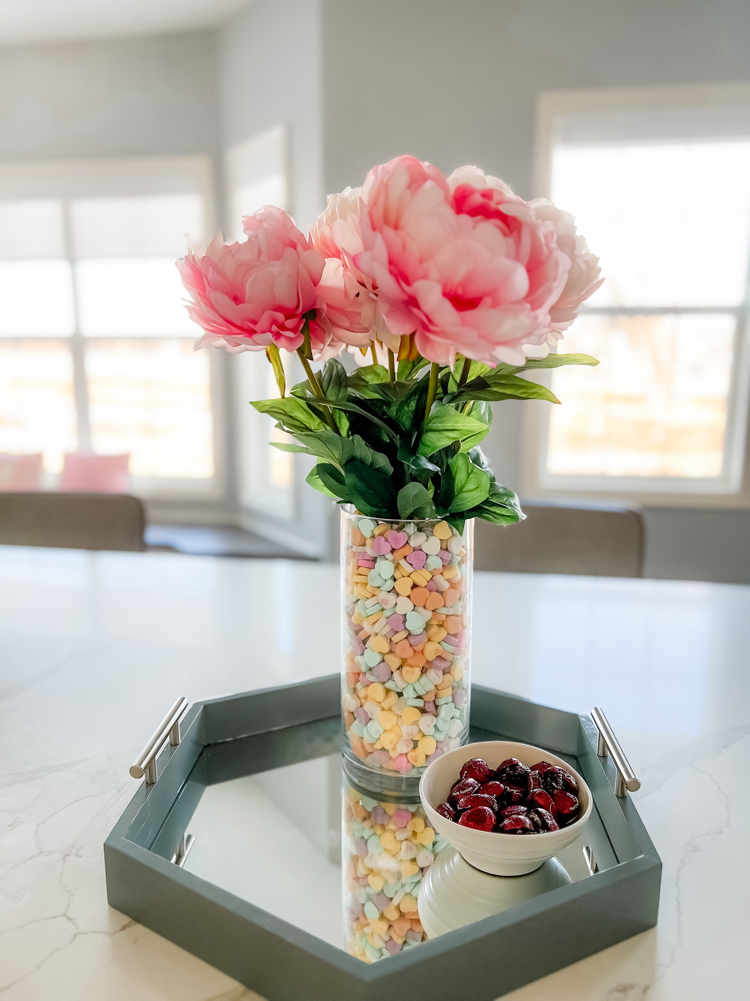 Added this faux peony bundle for Valentine’s Day! The stems are very long and I trimmed them down using wire cutters. Faux flowers. Valentine’s Day. Valentine’s Day decor. Home decor. 

#LTKhome #LTKSeasonal #LTKMostLoved