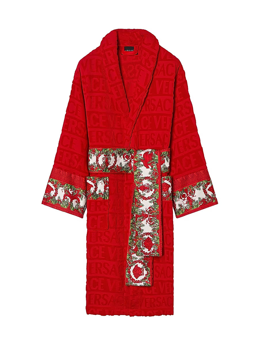 Men's Christmas Barocco Cotton Robe - Red - Size Medium | Saks Fifth Avenue