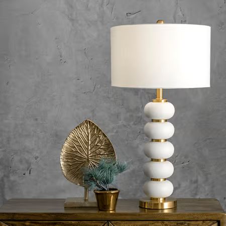 Ivory 29-inch Stacked Iron Pearls Table Lamp | Rugs USA
