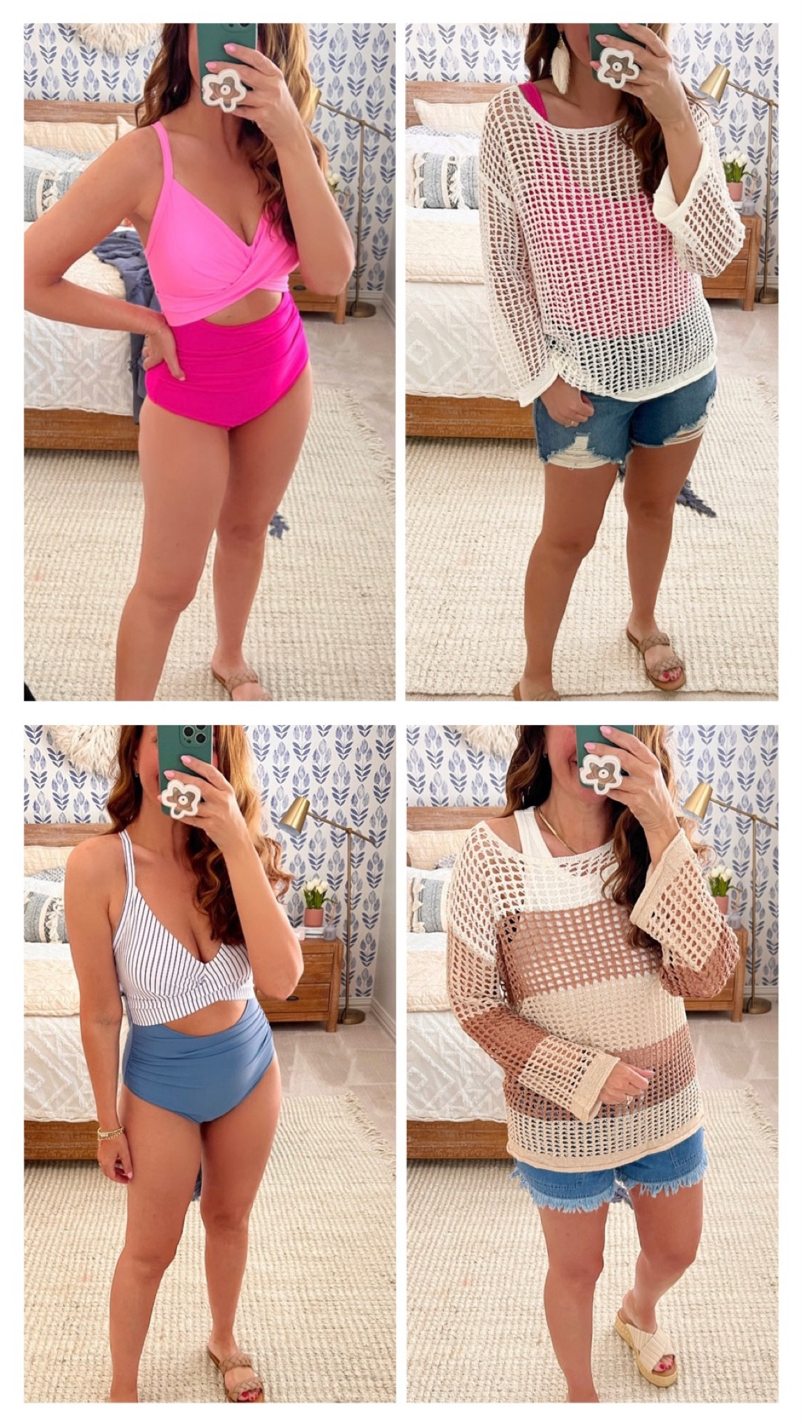 Two Amazon faves from April!! This swimsuit holds you in and perks you up in all the right places! Adjustable straps, removeable cups, tummy control and a tie back. Wearing a medium in both styles. 
This net coverup can be worn over a suit or a tank! It comes in a bunch of color options and is SO cute! Wearing a medium. 
The frayed shorts are pull on with a drawstring and run tts. Wearing a medium. 
The distressed shorts run tts and are an 8.
.
#Amazon
#Amazonswim
#swimsuit 
#swimcoverup
#coverup
#vacation 

#LTKtravel #LTKswim #LTKSeasonal