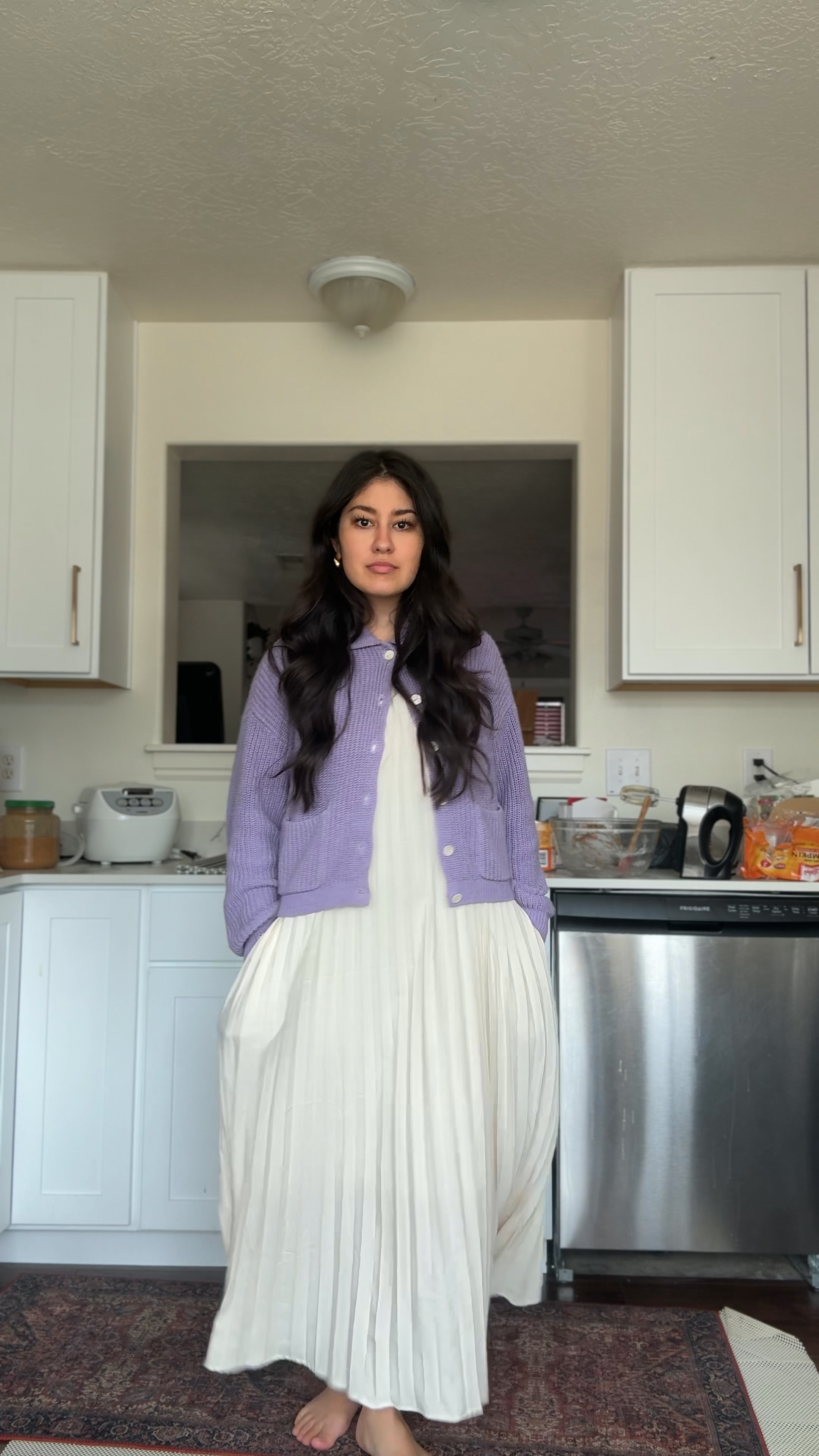 One of my new fav maternity dresses from Amazon - also perfect for anyone not pregnant too.

Cardigan is from Madewell!