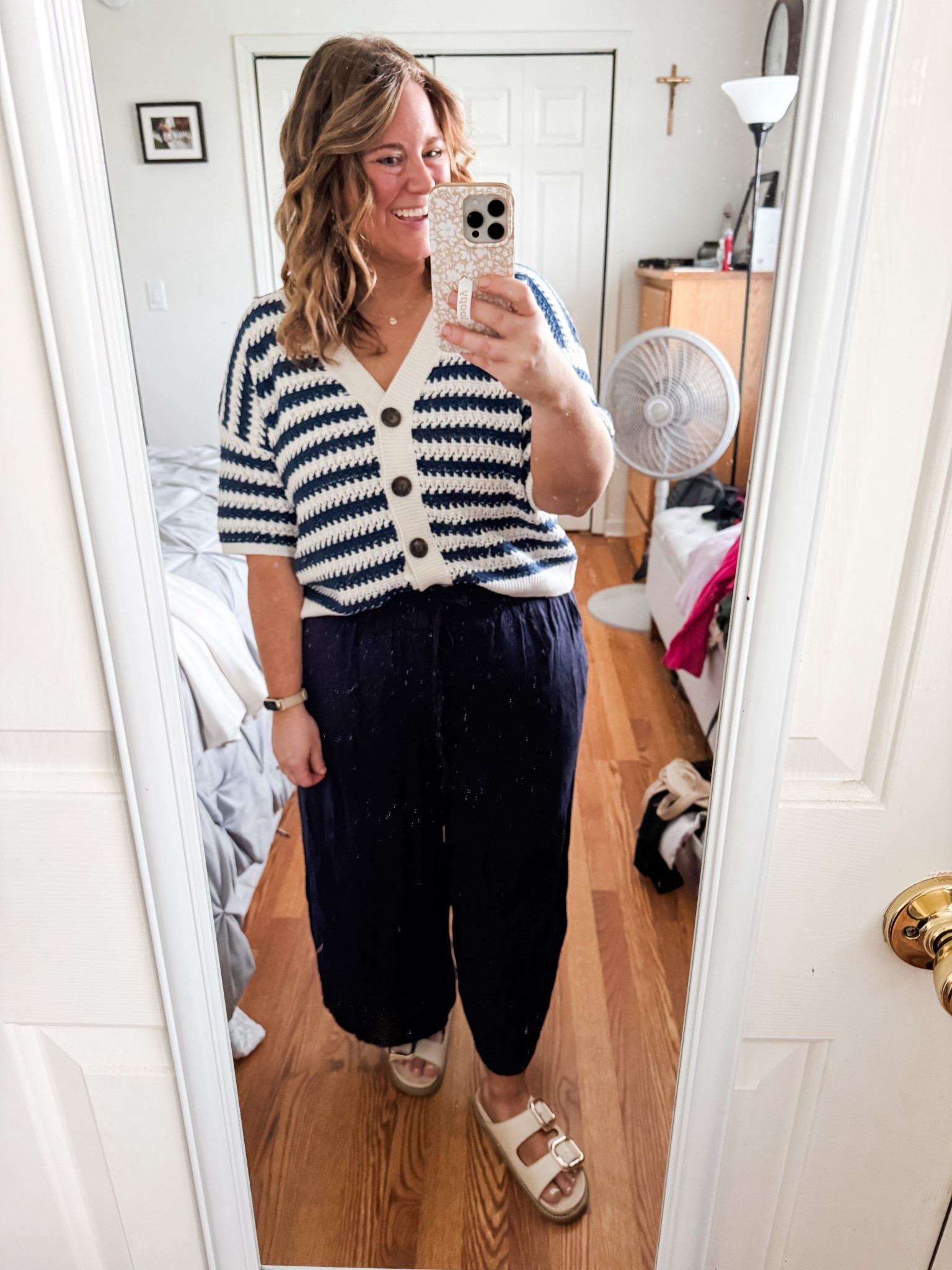 Teacher outfit! These linen pants are so comfy - I would size up though.  I wear an XXL.  Wearing a large in the striped cardigan.  

#LTKSeasonal #LTKMidsize #LTKWorkwear