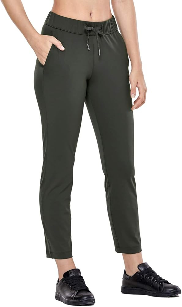 CRZ YOGA Women's Stretch Lounge Sweatpants Travel Ankle Drawstring 7/8 Athletic Track Yoga Dress ... | Amazon (US)