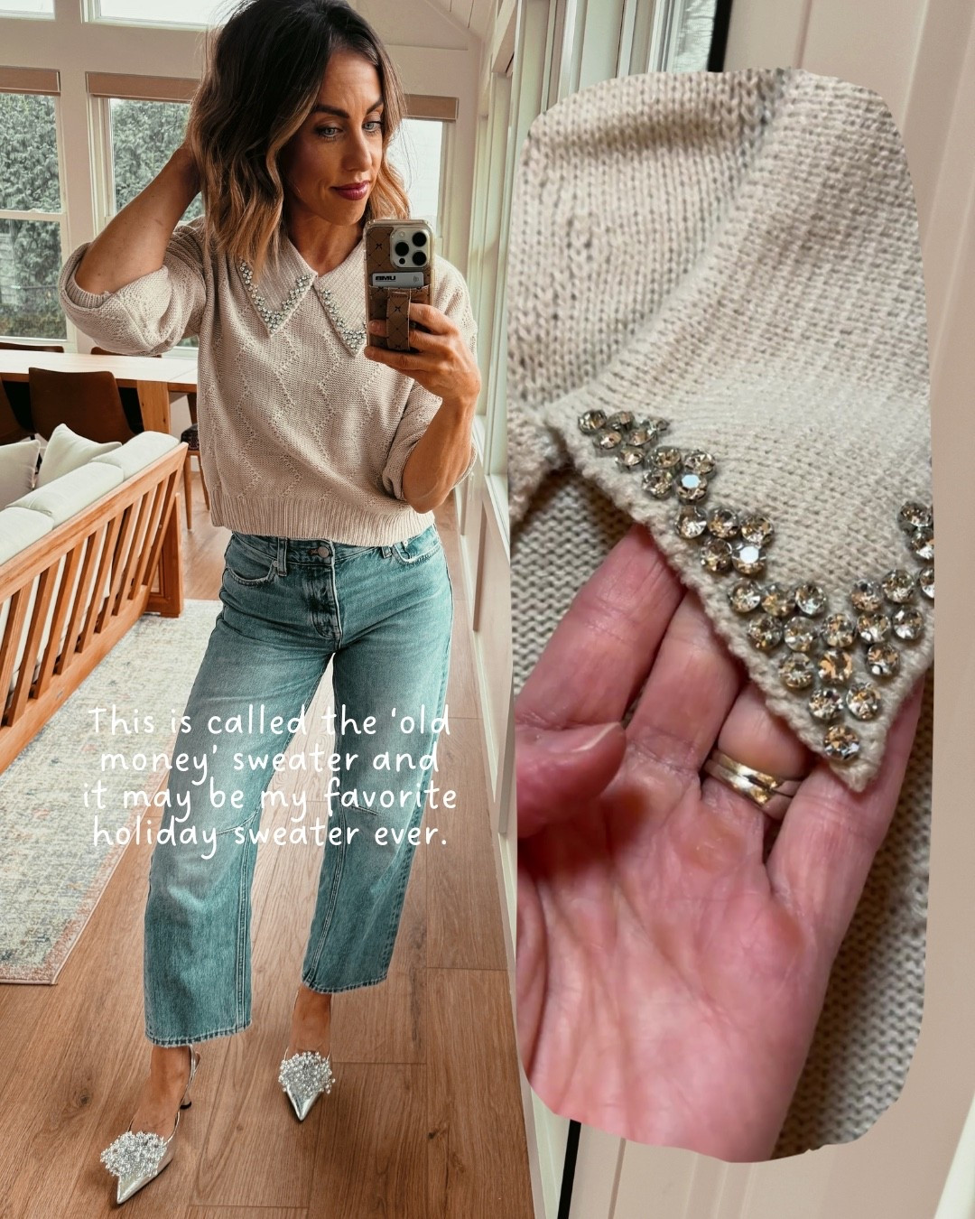 The gem detail on this sweater are stunning! The material and fit make it feel so expensive, but it’s super affordable. Absolutely love!✨🤩