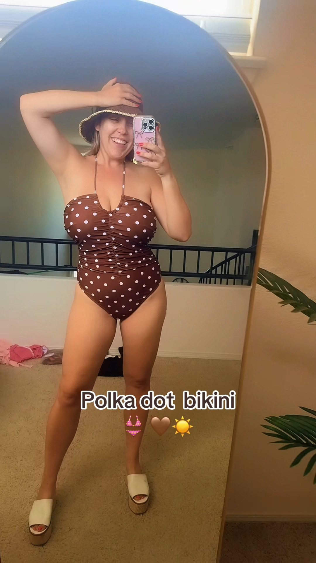 Brown polka dot one piece swimsuit
Larger chested swimwear
Summer swim fashion 
Polka dot bikini
👙

#LTKootd #LTKTravel #LTKSwim