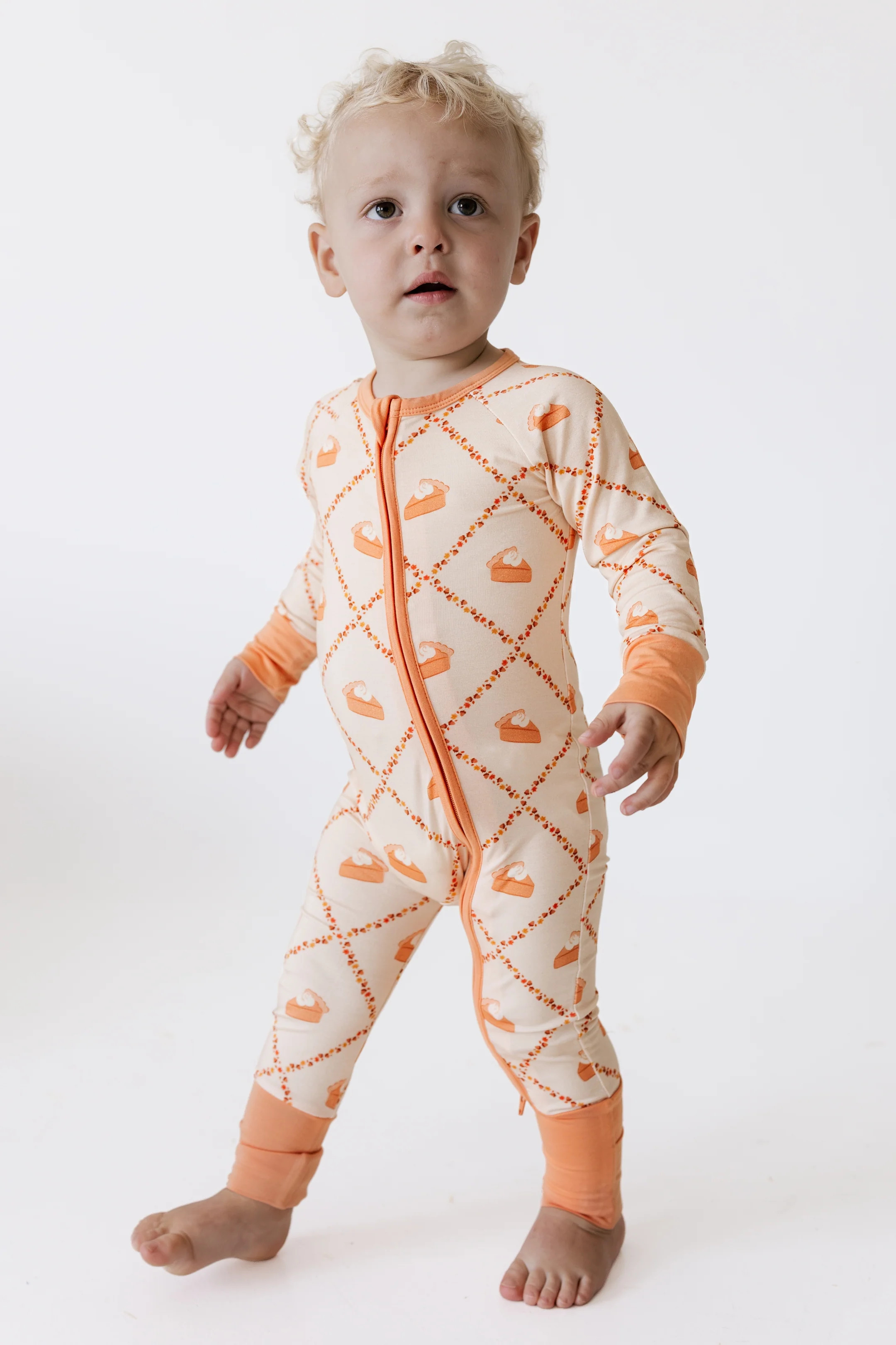 Fall Pie and Leaves Zipper Romper | Bamboo Baby Pajamas | In My Jammers | In My Jammers