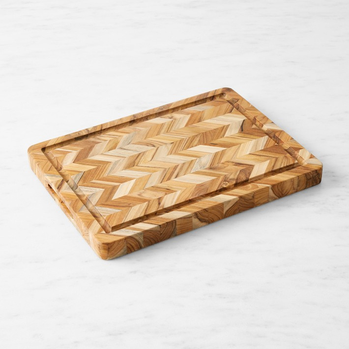 Williams Sonoma Herringbone Cutting and Carving Board, Teak | Williams-Sonoma