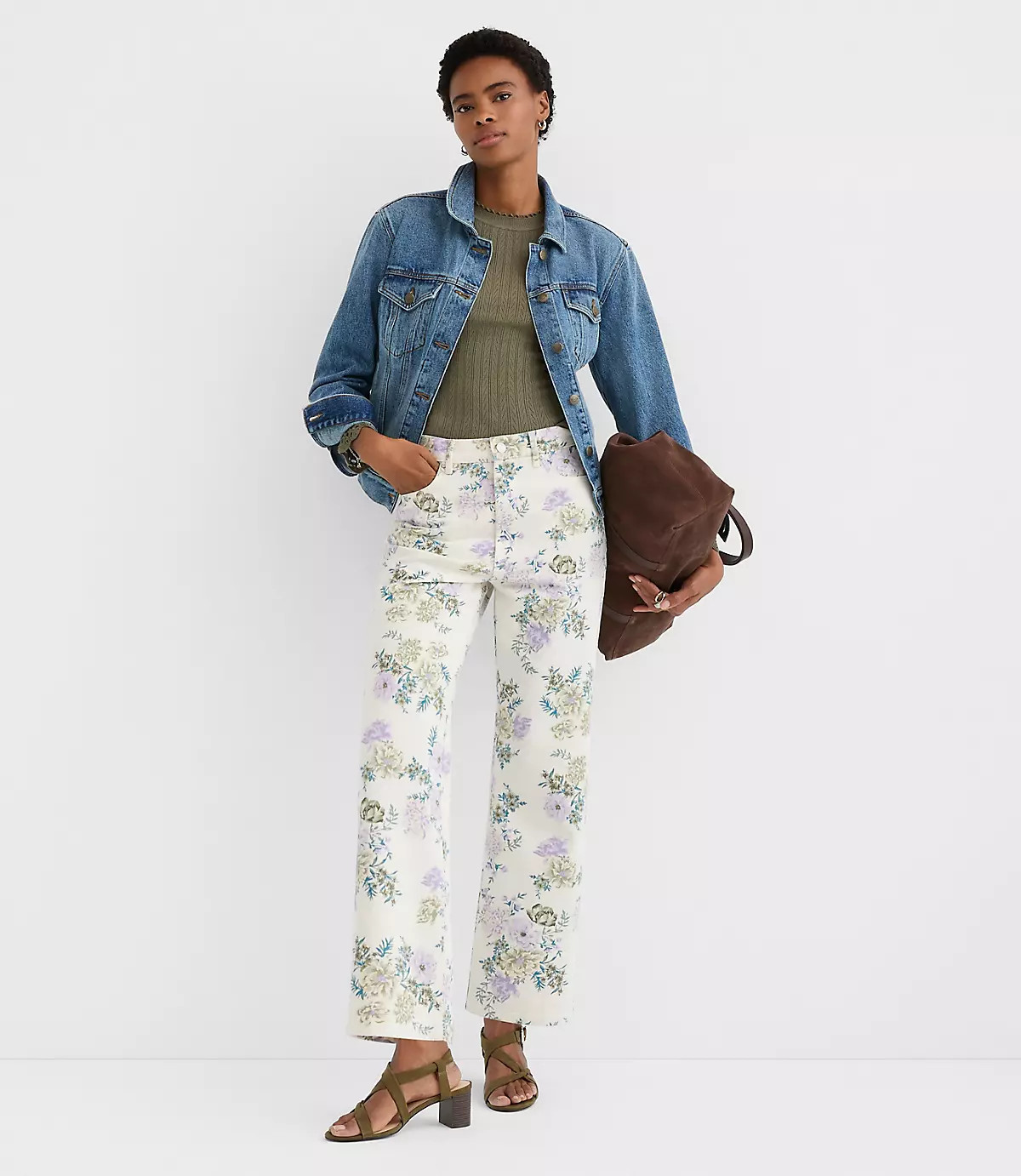 Tall High Rise Straight Jeans in Floral | LOFT