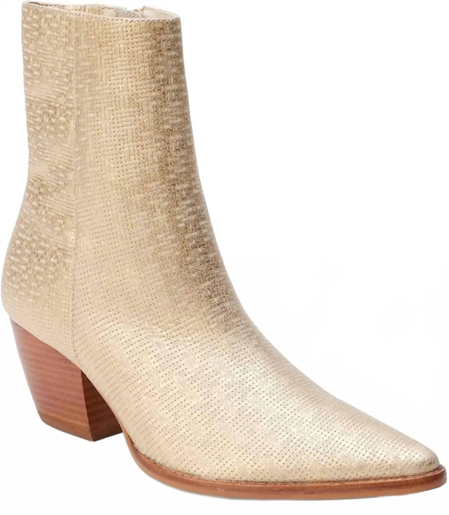 Women's Caty Western Ankle Boot In Gold Weave | Shop Simon