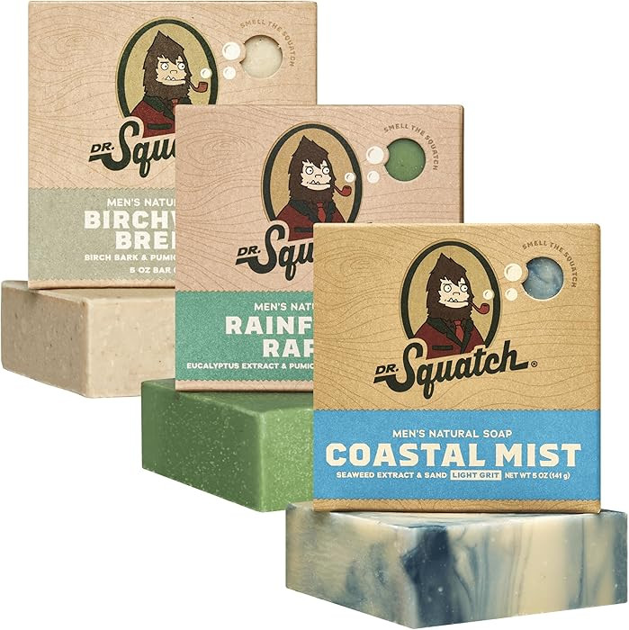 Dr. Squatch Natural Bar Soap for Men - Cold Process Soap with No Harsh Chemicals - Birchwood Bree... | Amazon (US)