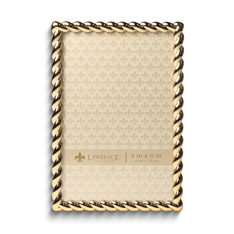 Curata Gold-Tone 4x6 Rope Metal Photo Frame | Overstock