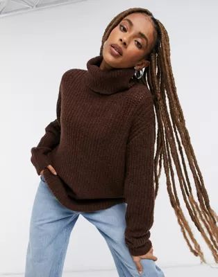 Moon River turtle neck knitted sweater in brown | ASOS | ASOS (Global)