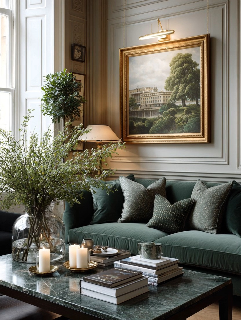 Nature, greenery and gold — one of those combinations that simply never gets old.

We love bringing greenery into a room, but it doesn’t always have to come from a plant. Nature-inspired wall art framed in antique gold brings that same organic feeling to an empty wall while adding the classic, almost old-world elegance that only a beautiful gold frame can give.

And look at how beautifully it works here: the landscape art connects naturally with the emerald velvet sofa, while the green marble coffee table carries those rich tones through the room. Add oversized branches for a little movement and life.

The wall art is the finishing piece. Without it, you have a beautiful room. With it, the room feels collected.

Have an empty wall? Start with one substantial piece of art in a beautiful gold frame and build the room around it.

Explore our curated wall art, gold frames, emerald seating, greenery and coffee tables to create your own version.

#wallart #goldframes #livingroomdecor #emeraldgreen 

 #LTKHome