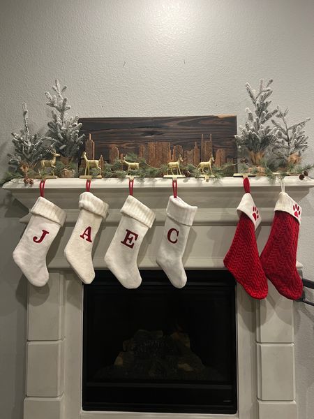 Stocking and mantles setup for our family and pups! We love to decorate for Christmas 

#LTKhome #LTKSeasonal #LTKHoliday