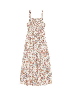 Fit & Flare Sleeveless Cotton-Poplin Smocked-Bodice Midi Dress for Women | Old Navy (US)