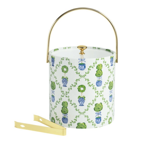 Mud Pie Boxwood Vinyl Ice Bucket in Green | Plastic | Mud Pie