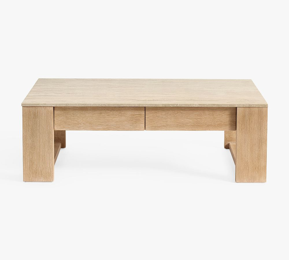 Travertine Rectangular Coffee Table, Fog | Pottery Barn (US)