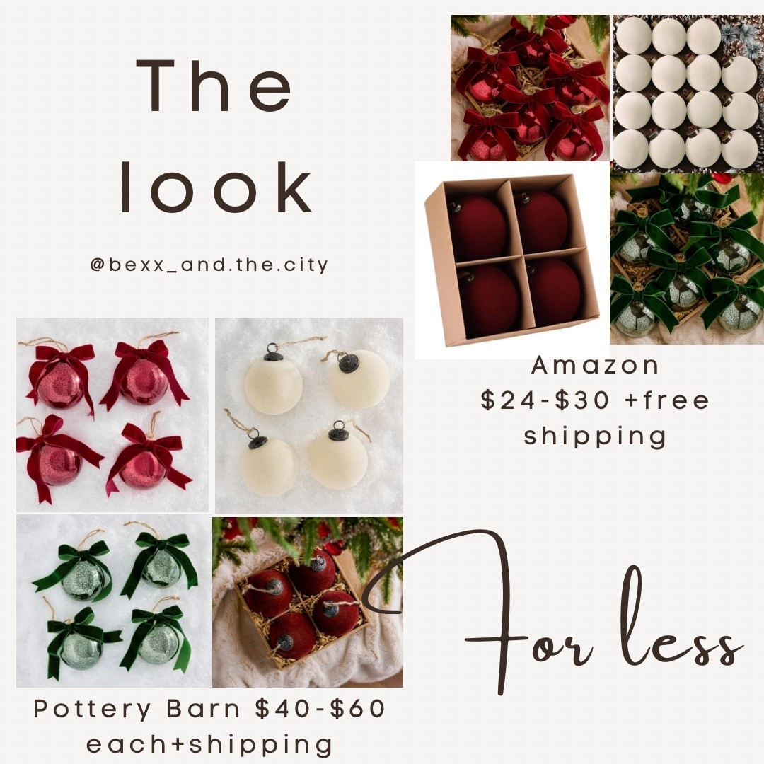 The look for less ✨ Comparing Pottery Barn and Amazon dupes. Not only do you get free shipping on Amazon, but you get more items in the package as well 🙌 Identical Pottery Barn dupes. 
#potterybarn #potterybarndupe #christmas #ornamentss

#LTKHome #LTKFindsUnder50 #LTKSeasonal