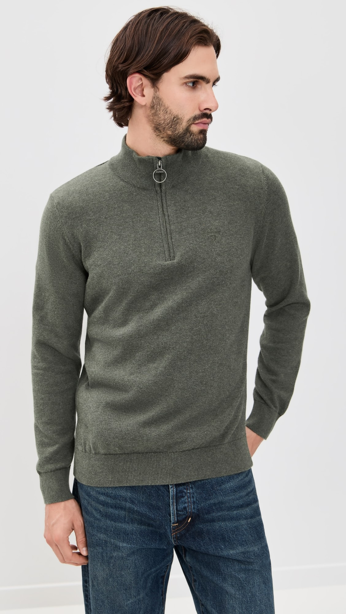 Cotton Half Zip Knitted Sweater | Shopbop