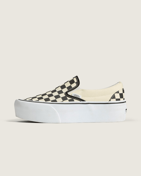 Vans Classic Slip-On Checkerboard Platform Shoes (Black / White) - 5.0 Boys 6.5 Women | Vans (US)