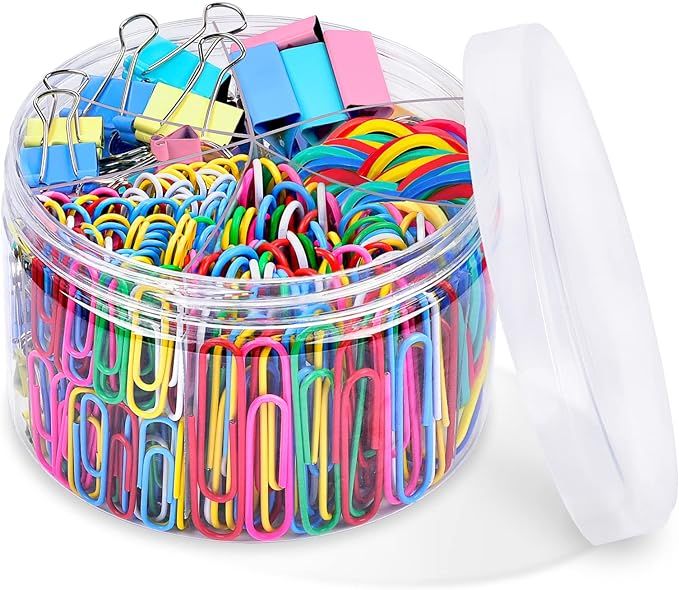 Amazon.com : Binder Clips Paper Clips, Sopito 300pcs Colored Office Clips Set with Paper Clamps P... | Amazon (US)