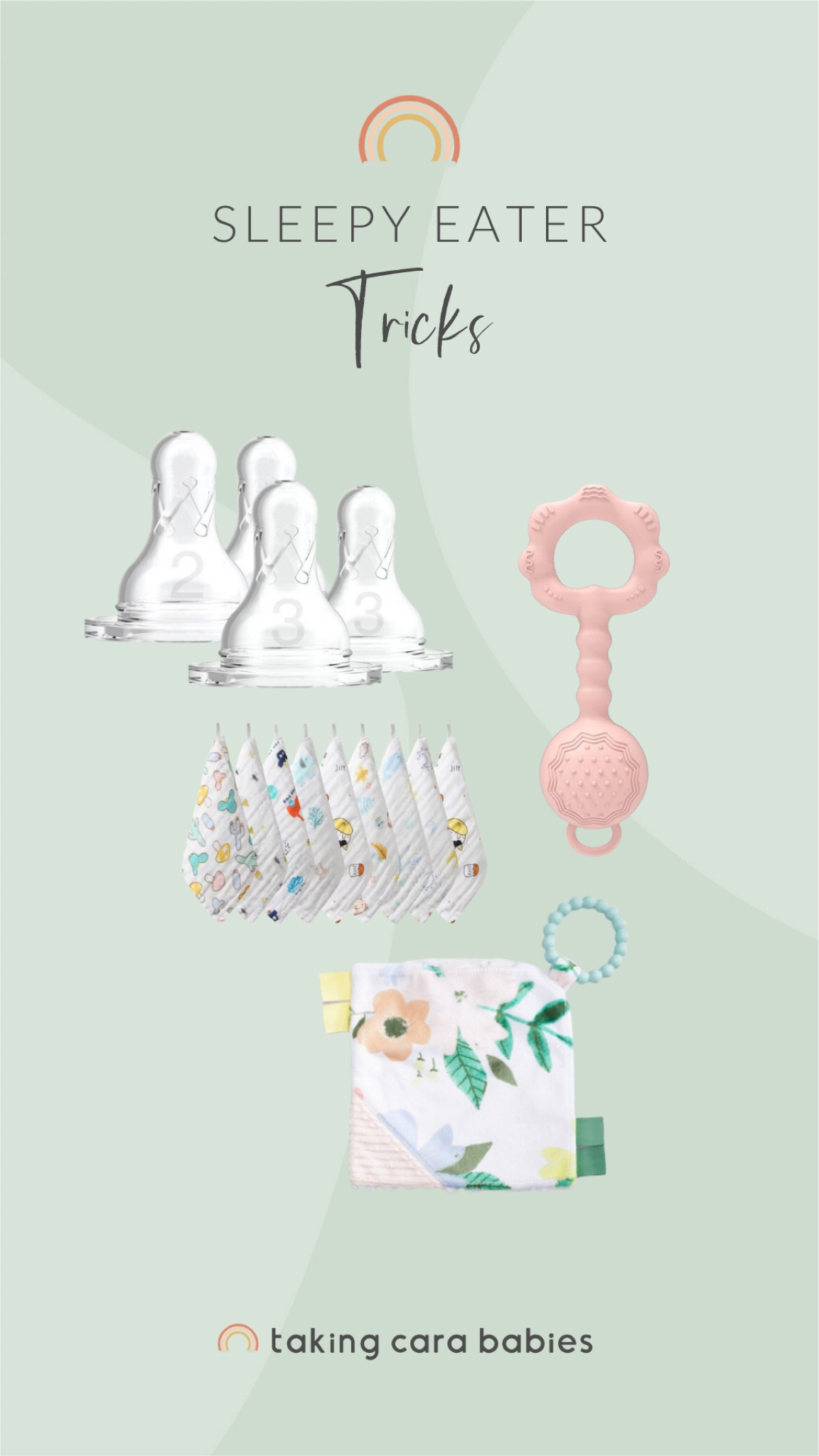 If your baby falls asleep while nursing or bottle feeding, here are some great strategies to try:
Start with a diaper change to help your baby wake up a bit. You might also add in a diaper change halfway through the feeding.
Try rubbing a damp cloth on your baby’s face and chest.
Talk to your baby or let them hold a small rattle/crinkle toy to keep them stimulated.
See my blog, “Baby Falls Asleep While Nursing”, for more tips and tricks: https://takingcarababies.com/baby-falls-asleep-while-nursing#how-do-i-keep-my-baby-awake-for-a-feeding
If it feels impossible to keep your baby awake during a feeding or if feeding to sleep is the only way to get your little one to sleep, my classes can help. Each of my classes will give you developmentally appropriate tools to teach your baby to fall asleep more independently, get those important full feedings, and help you all get the rest you need to thrive.

#LTKbaby #LTKfamily #LTKbump