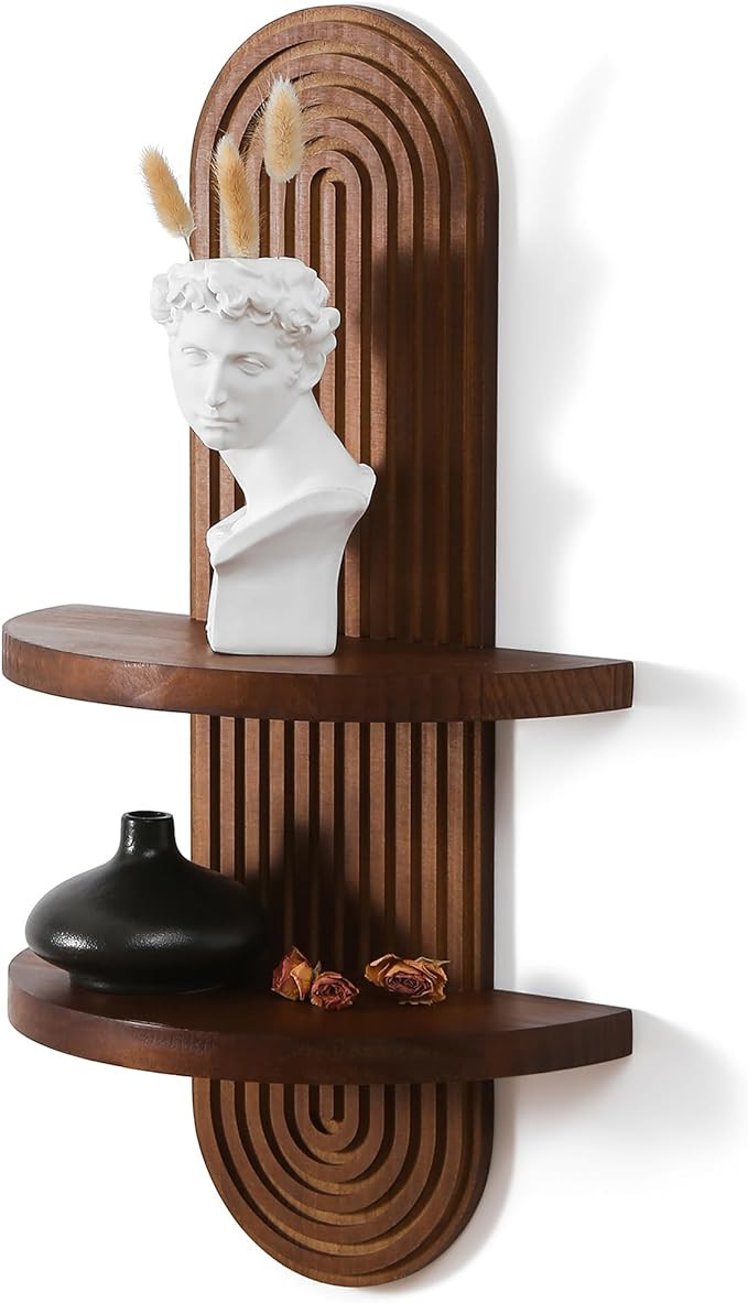 Modern Wall Shelf with Arched Wood Design Mid-Century Double Floating Rainbow Shelves for Indoor ... | Amazon (US)