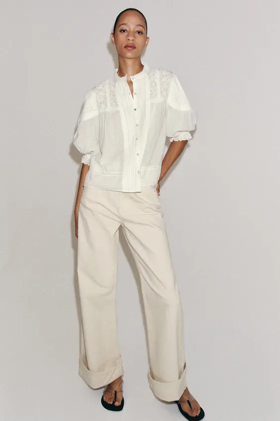ZW COLLECTION ROMANTIC COTTON SHIRT | Zara FR