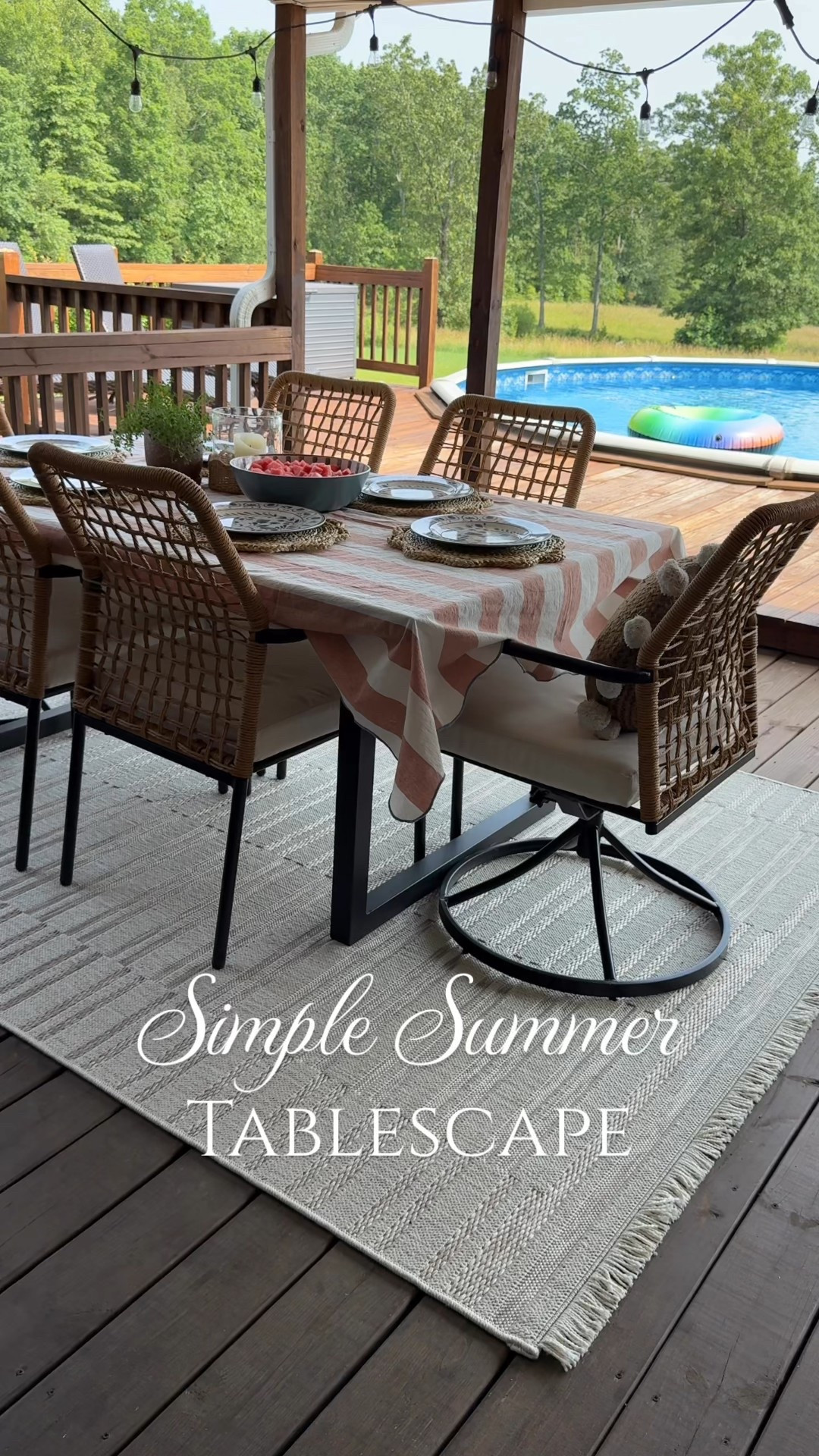 Simple Summer Tablescape…and affordable too! 🇺🇸 

I love touches of red, white & blue throughout the Summer and when I saw this tablecloth from Target, I knew I had to have it! I paired it with some woven chargers & blue printed outdoor plates from the BHG collection at Walmart. 

Add in some greenery & fresh fruit and you’re ready for a nice Summer day by the pool! ☀️ 

#LTKSeasonal #LTKHome #LTKSaleAlert
