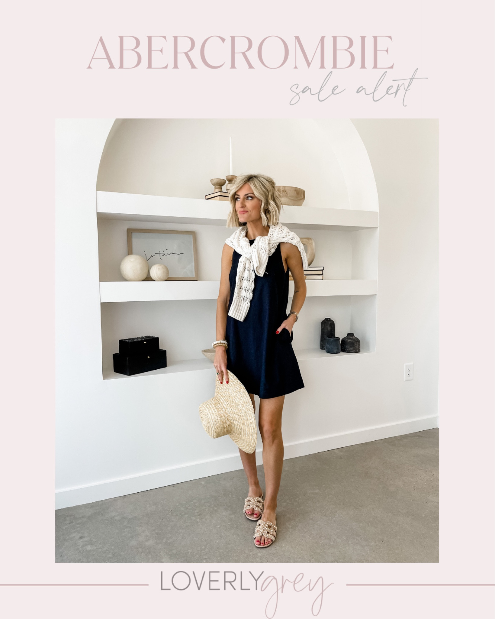 High-Neck Linen-Blend Mini Dress curated on LTK