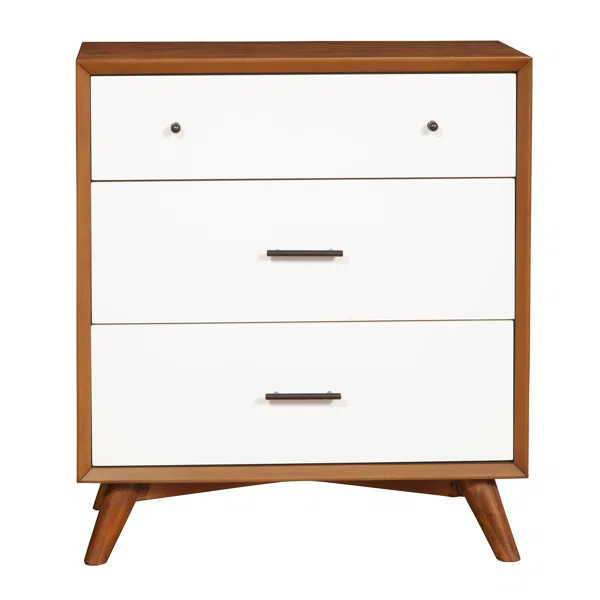 Horning 36'' Tall 3 - Drawer Bachelor's Chest in Brown/White | Wayfair North America